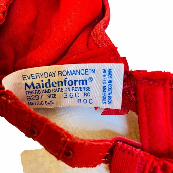 #4605 MAIDEN FORM Red Lace Lightly Padded TShirt Bra SIZE 36C - Picture 9 of 9
